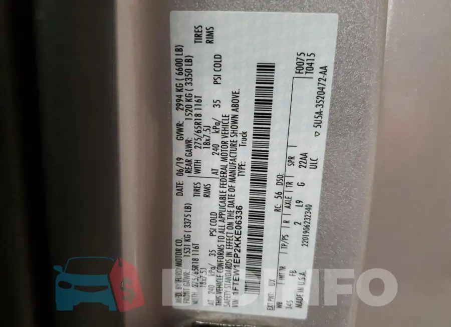 1FTEW1EP2KKE06336 Photo# 12