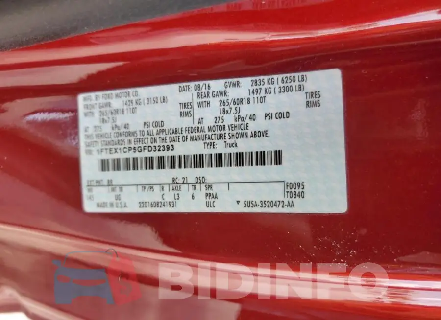 1FTEX1CP5GFD32393 Photo# 12