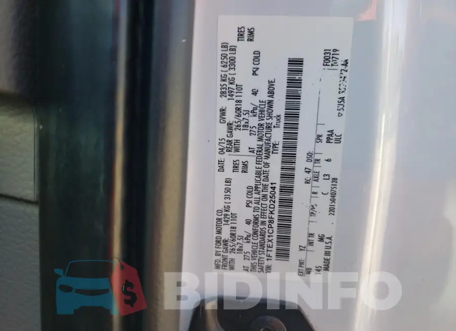 1FTEX1CP8FKD25041 Photo# 12