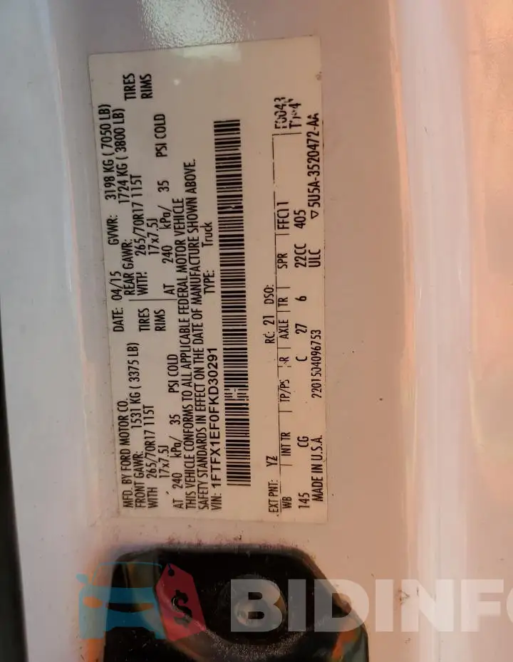 1FTFX1EF0FKD30291 Photo# 12