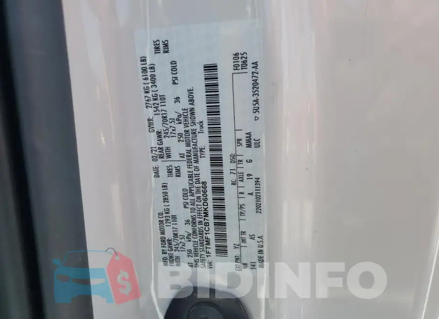 1FTMF1CB7MKD60668 Photo# 12