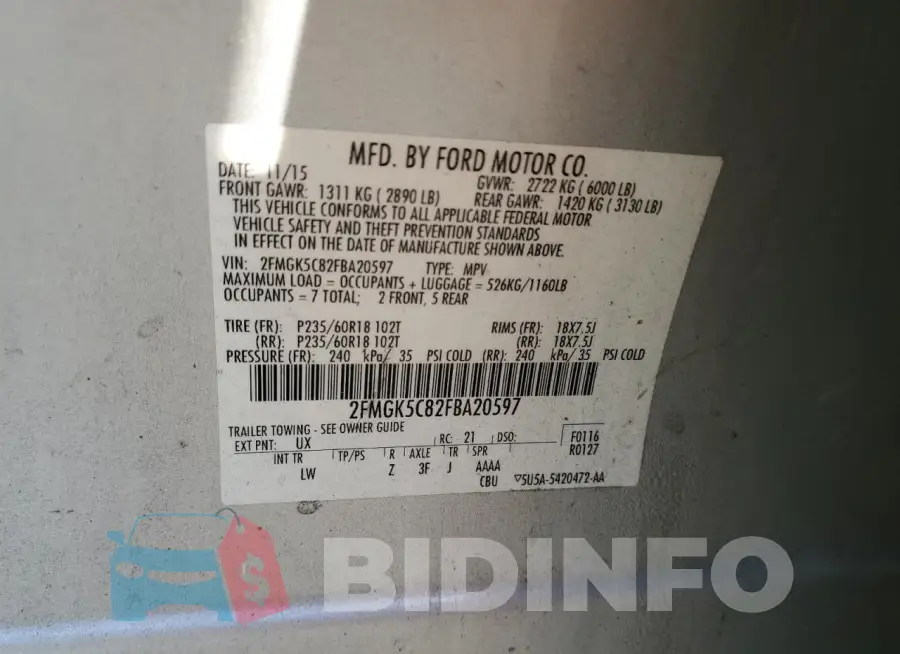 2FMGK5C82FBA20597 Photo# 13