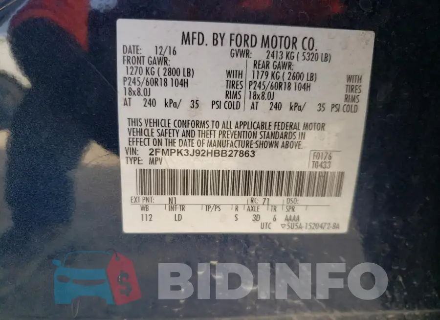 2FMPK3J92HBB27863 Photo# 13