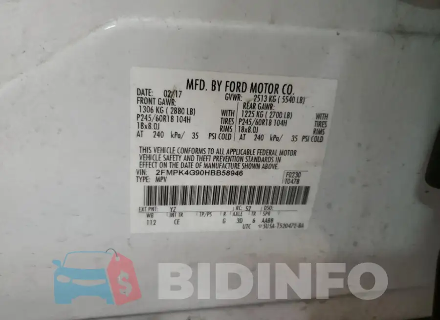 2FMPK4G90HBB58946 Photo# 13