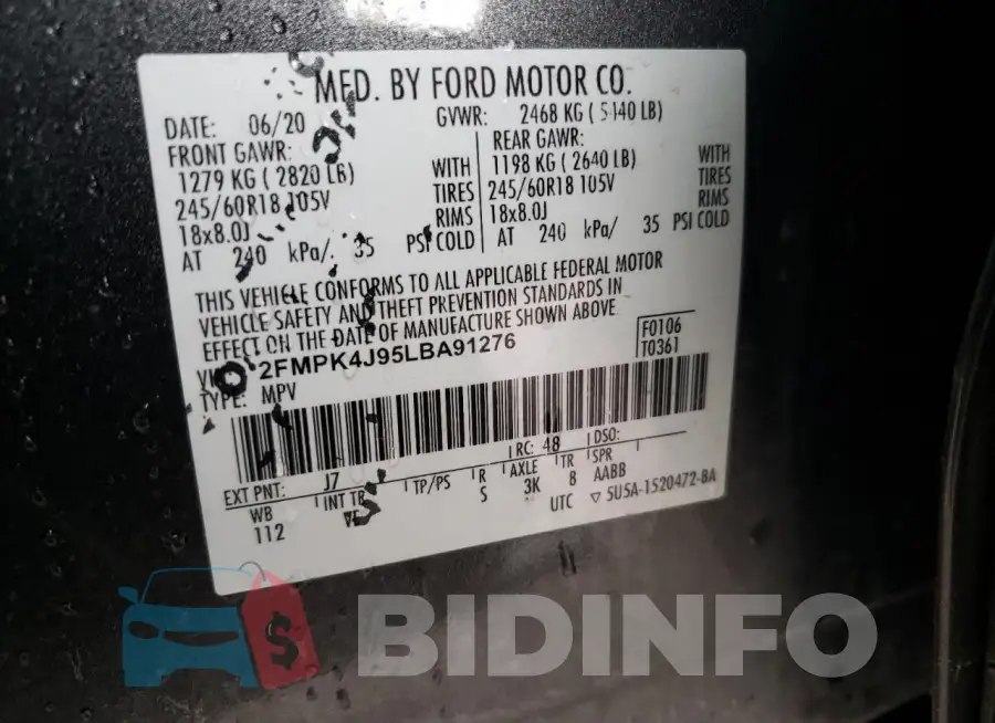 2FMPK4J95LBA91276 Photo# 13