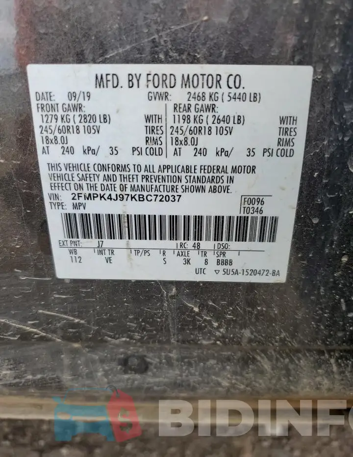 2FMPK4J97KBC72037 Photo# 14