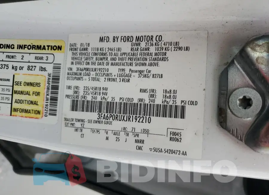 3FA6P0RUXJR192210 Photo# 12