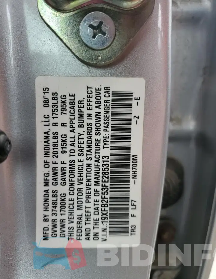 19XFB2F53FE285313 Photo# 13