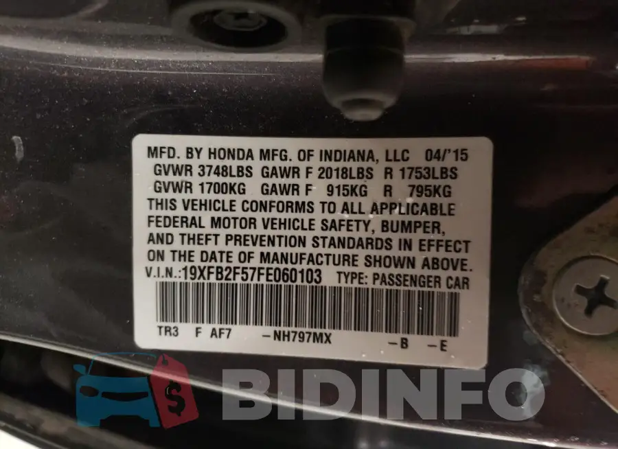 19XFB2F57FE060103 Photo# 12