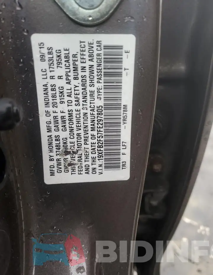 19XFB2F57FE297805 Photo# 12