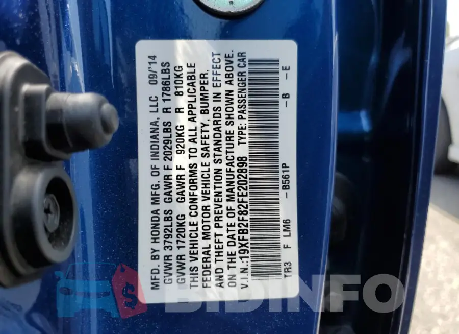 19XFB2F82FE202898 Photo# 12