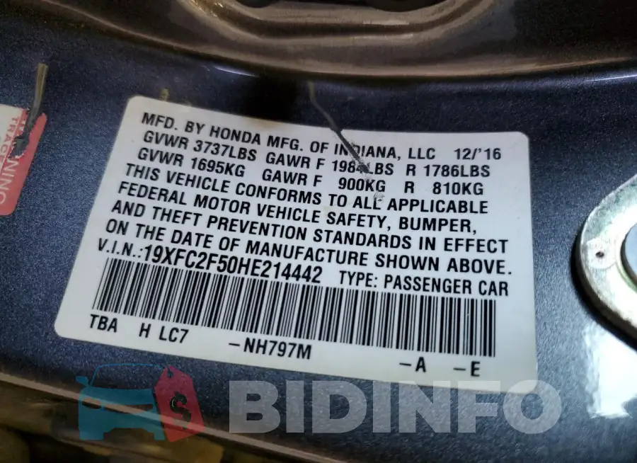 19XFC2F50HE214442 Photo# 12