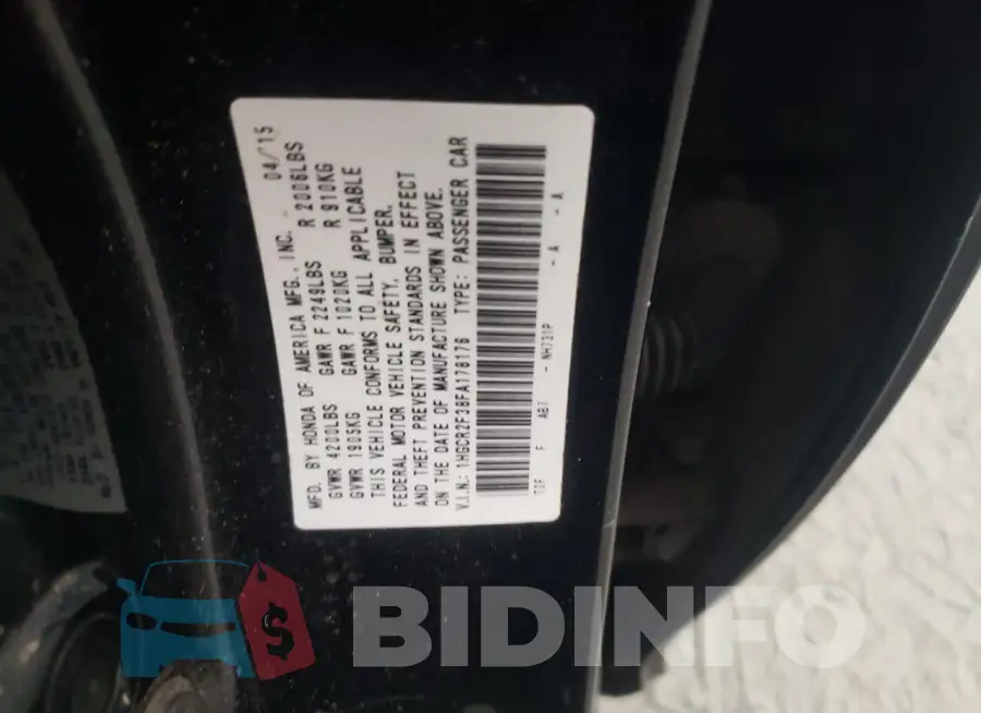 1HGCR2F38FA178176 Photo# 12