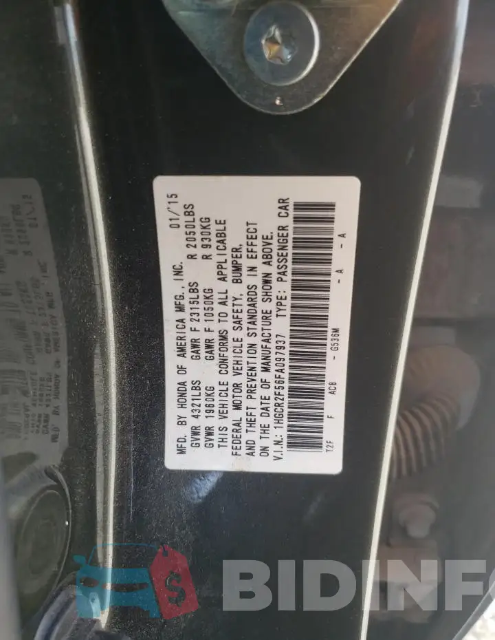 1HGCR2F56FA097937 Photo# 12