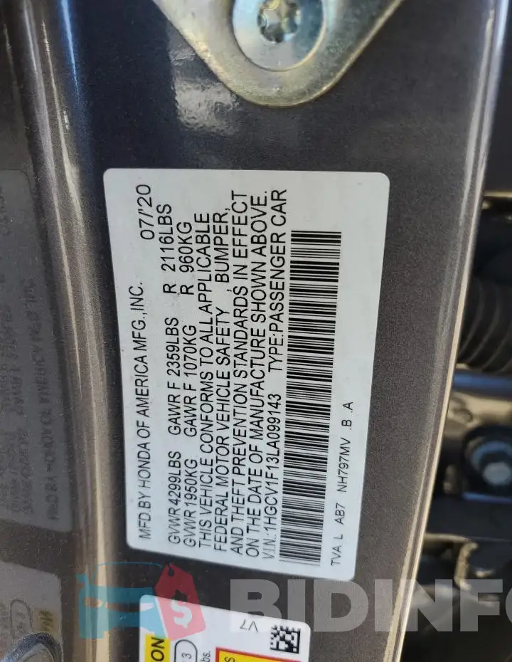 1HGCV1F13LA099143 Photo# 12