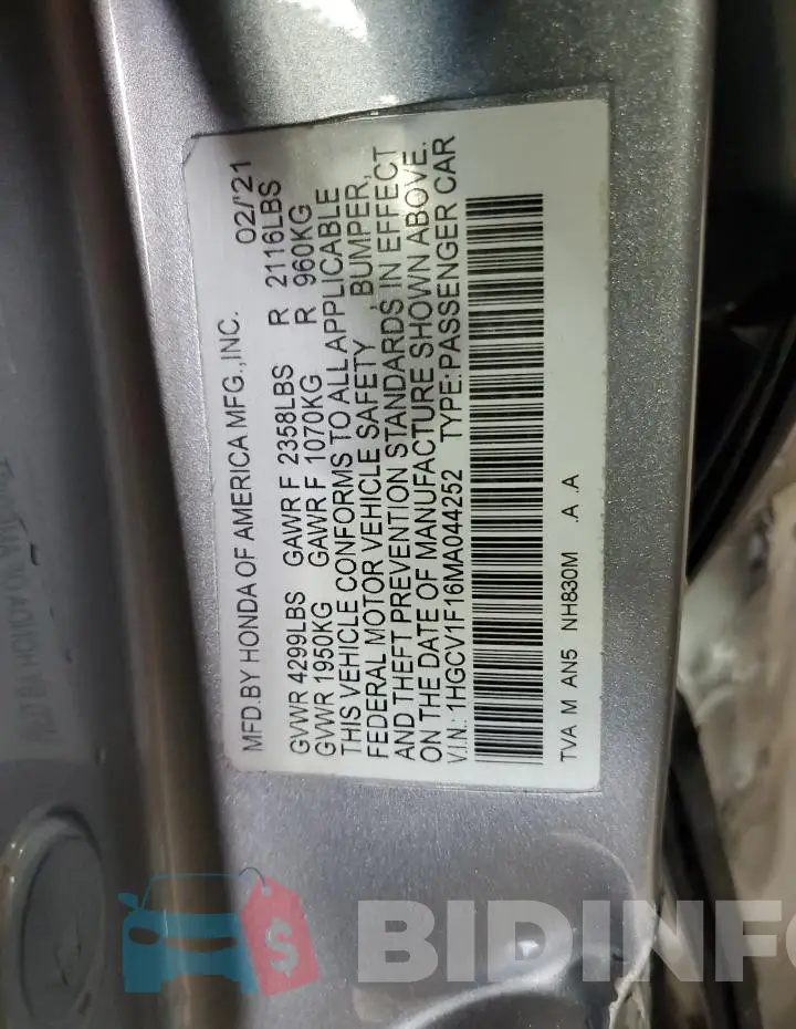 1HGCV1F16MA044252 Photo# 13