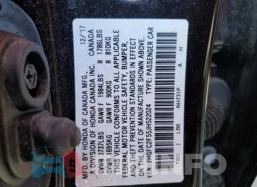 2HGFC2F55JH522024 Photo# 12
