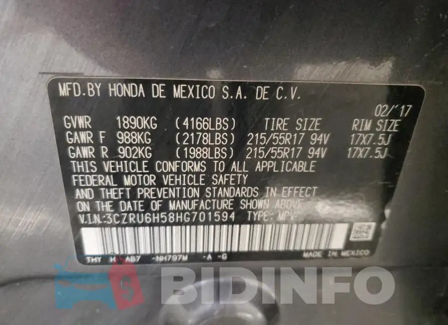 3CZRU6H58HG701594 Photo# 13