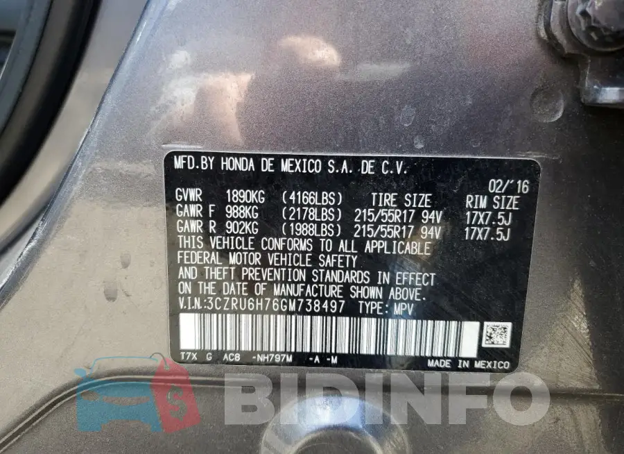 3CZRU6H76GM738497 Photo# 14