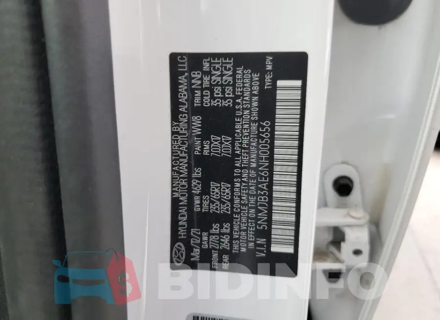 5NMJB3AE6NH005656 Photo# 13