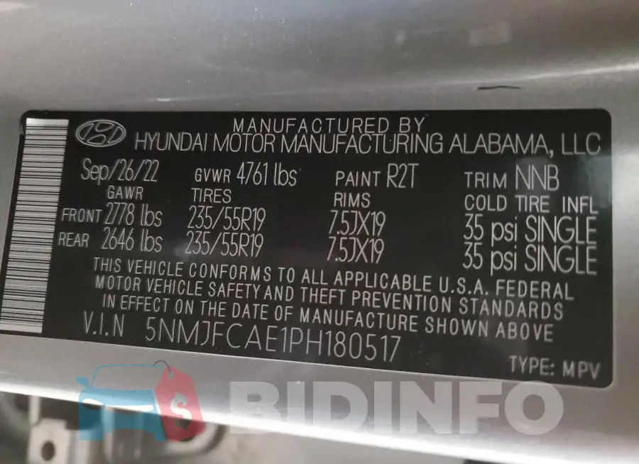 5NMJFCAE1PH180517 Photo# 13