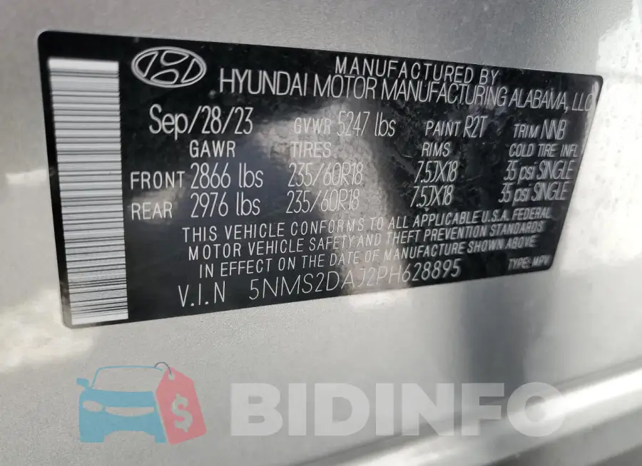 5NMS2DAJ2PH628895 Photo# 13