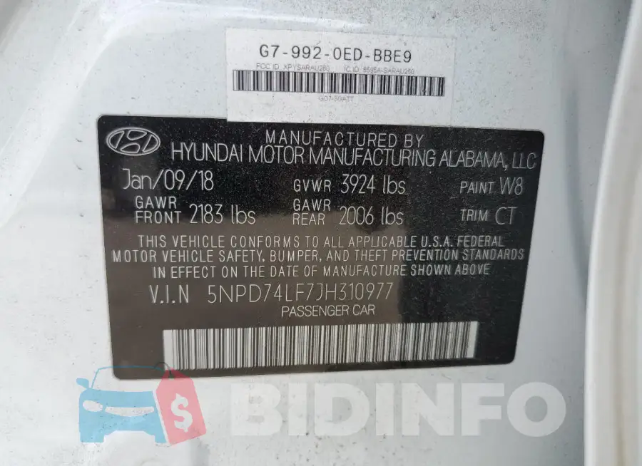5NPD74LF7JH310977 Photo# 12
