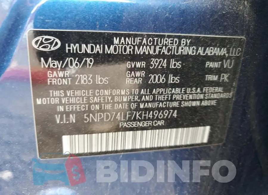 5NPD74LF7KH496974 Photo# 12