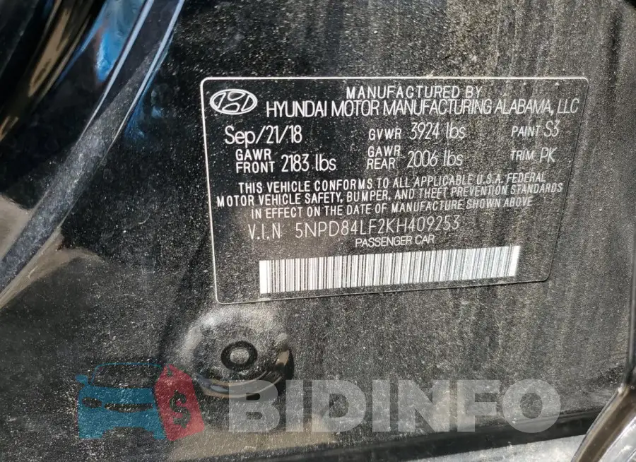 5NPD84LF2KH409253 Photo# 12