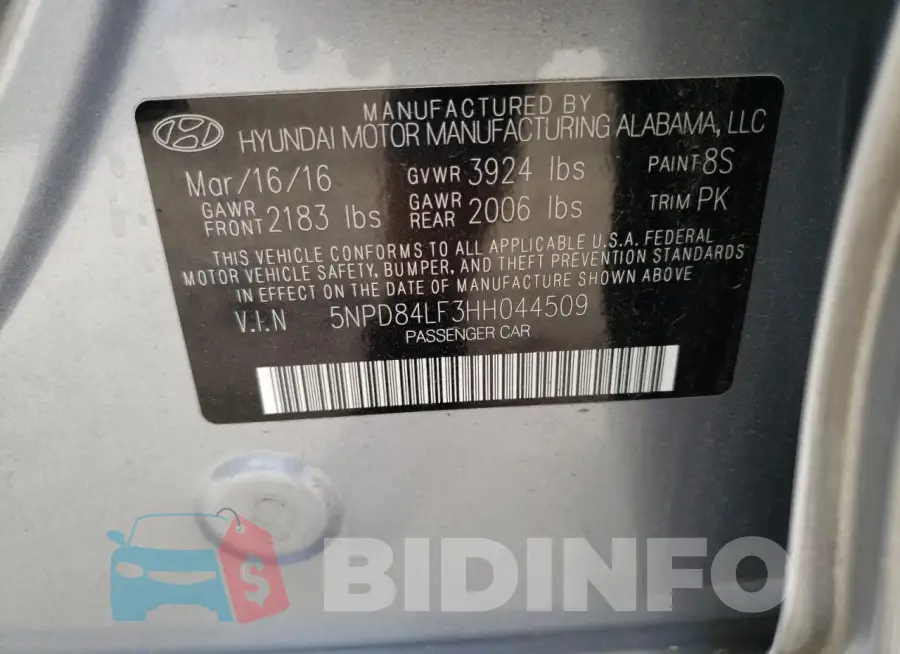 5NPD84LF3HH044509 Photo# 12