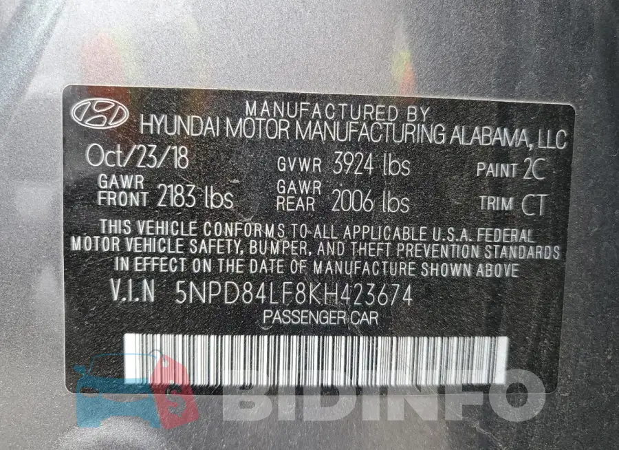 5NPD84LF8KH423674 Photo# 12