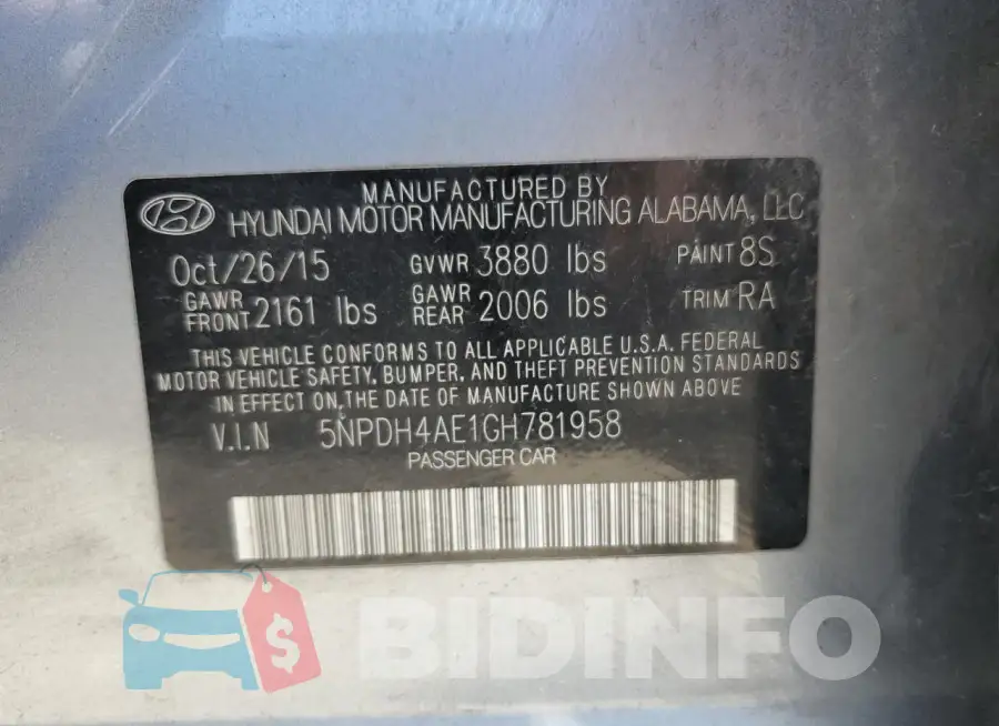 5NPDH4AE1GH781958 Photo# 12