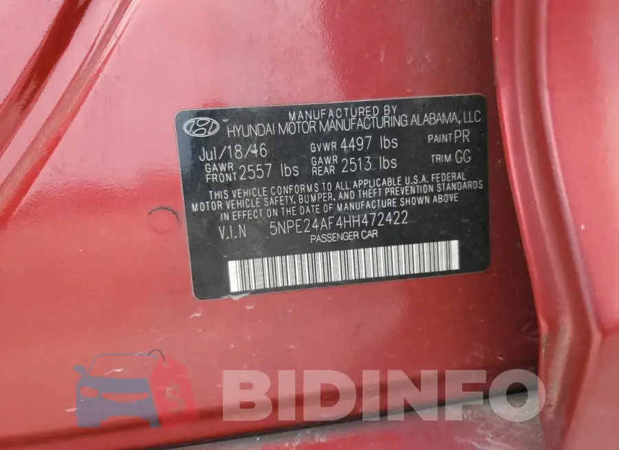 5NPE24AF4HH472422 Photo# 12