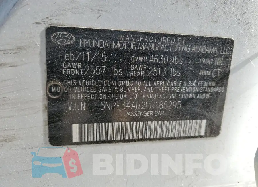 5NPE34AB2FH185295 Photo# 12