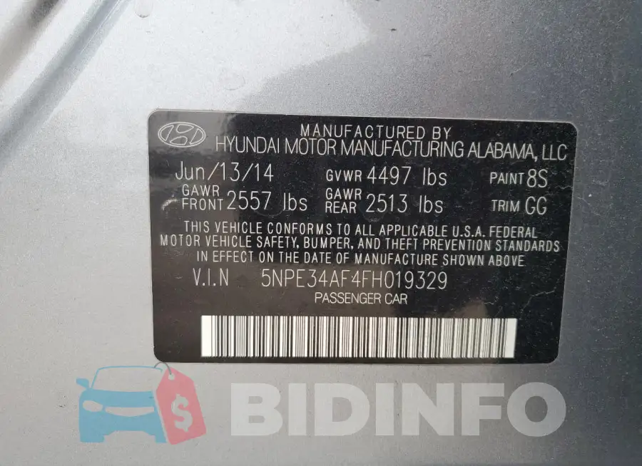 5NPE34AF4FH019329 Photo# 12