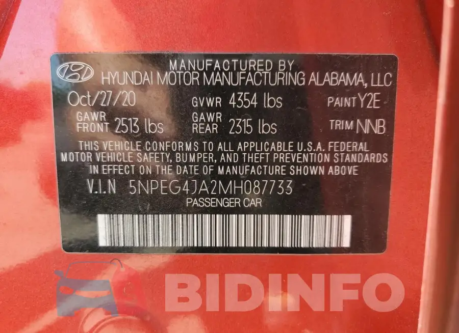 5NPEG4JA2MH087733 Photo# 12