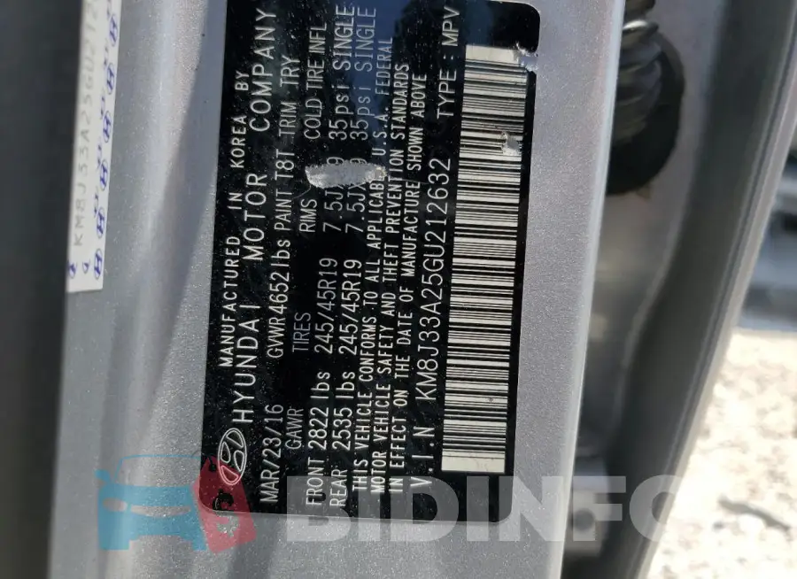 KM8J33A25GU212632 Photo# 12