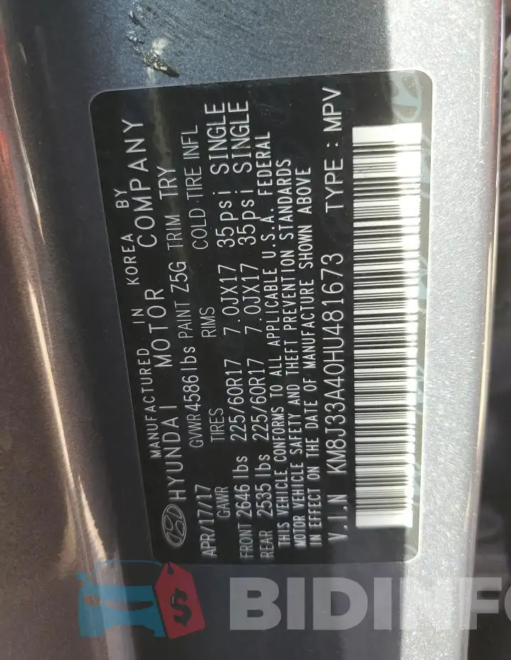 KM8J33A40HU481673 Photo# 12