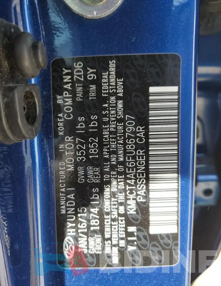 KMHCT4AE6FU867907 Photo# 12