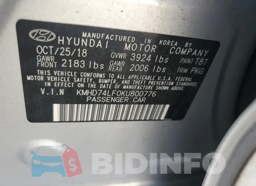 KMHD74LF0KU800776 Photo# 13