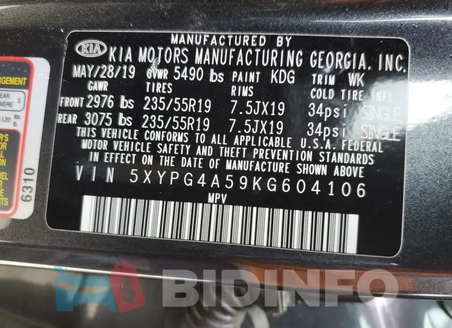 5XYPG4A59KG604106 Photo# 13