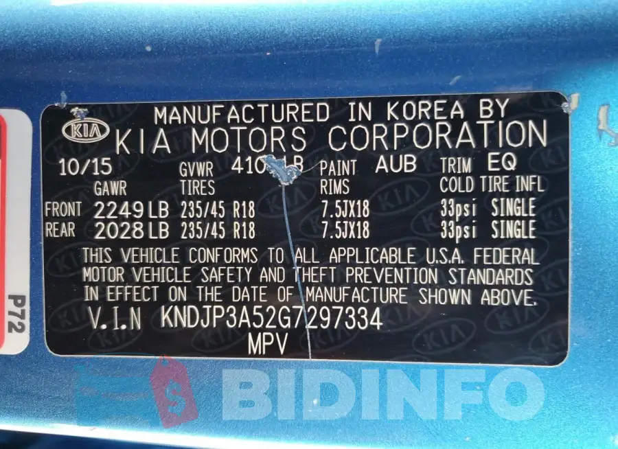 KNDJP3A52G7297334 Photo# 12