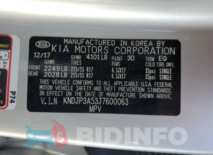 KNDJP3A53J7600063 Photo# 13