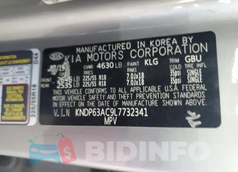 KNDP63AC9L7732341 Photo# 14