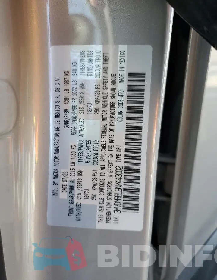 3MVDMBBL9NM443002 Photo# 13
