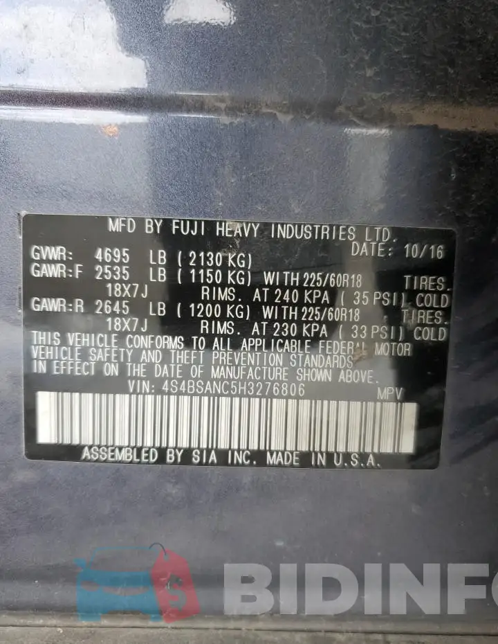 4S4BSANC5H3276806 Photo# 12