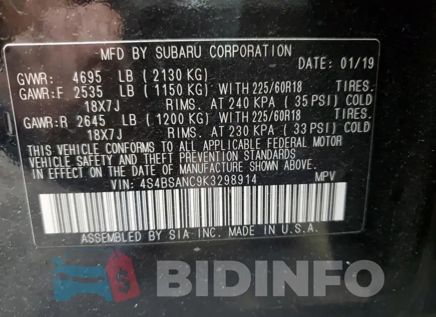 4S4BSANC9K3298914 Photo# 13