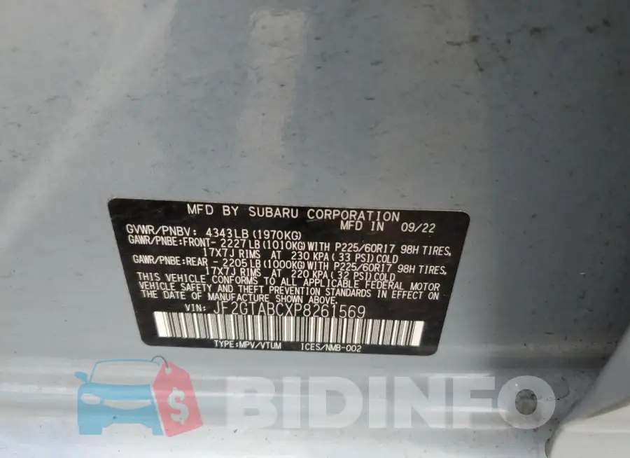 JF2GTABCXP8261569 Photo# 12