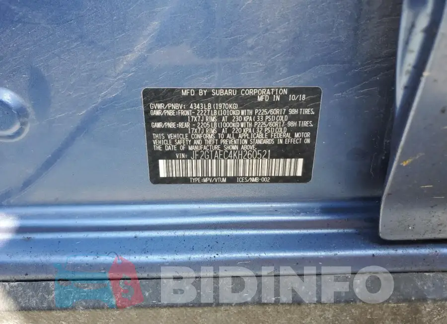 JF2GTAEC4KH260521 Photo# 12