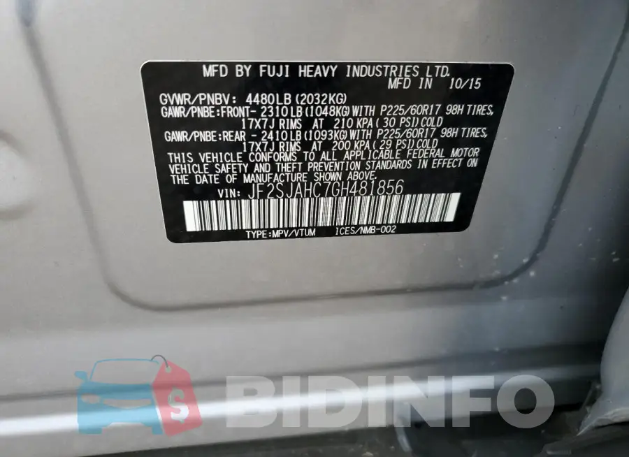 JF2SJAHC7GH481856 Photo# 13